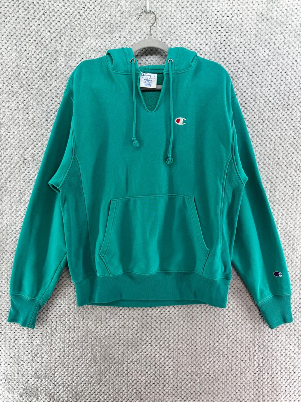 Champion Reverse Weave Hoodie Women M Green Sweater Pocket Activewear Streetwear